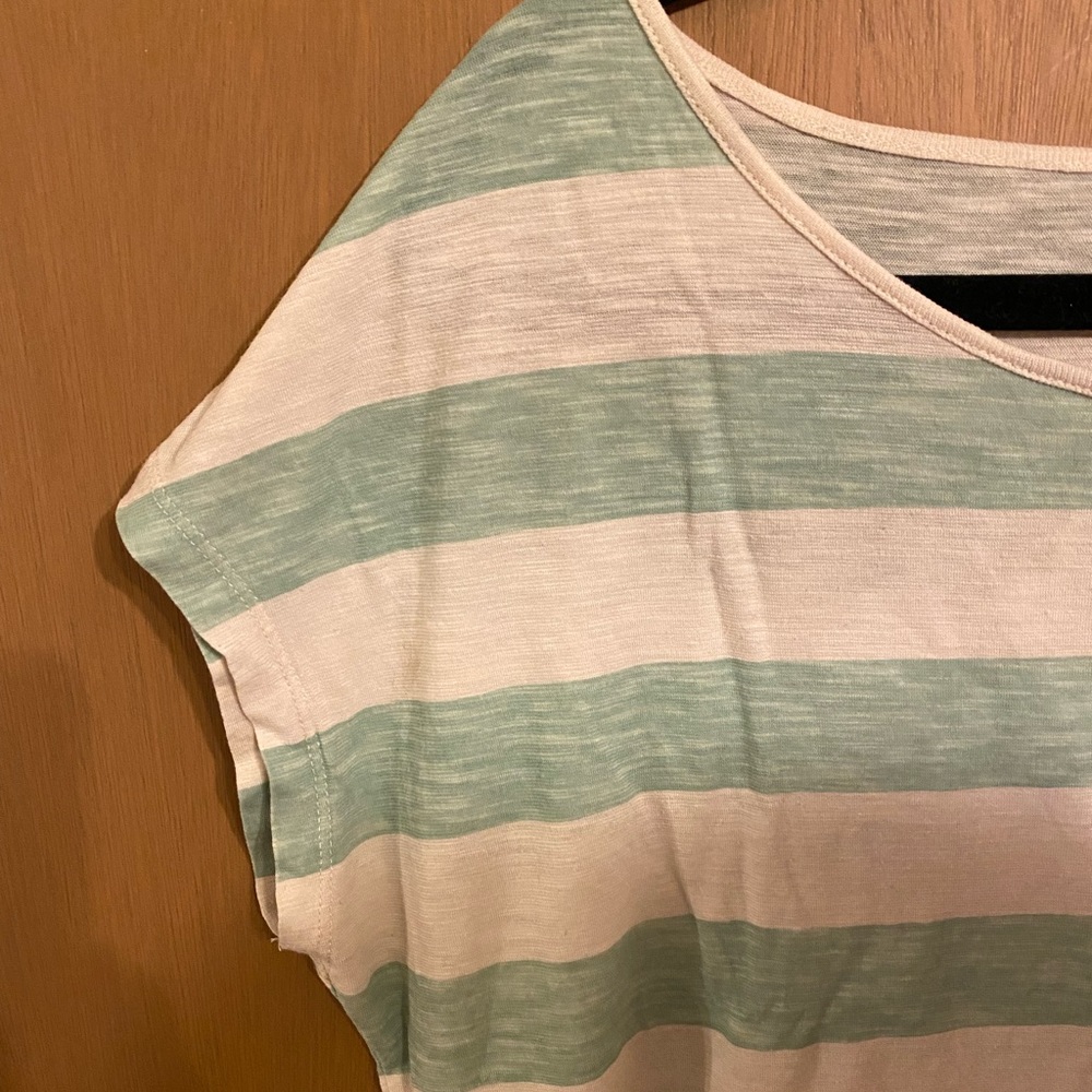 Off the shoulder mint stripped J. Crew cropped T-shirt